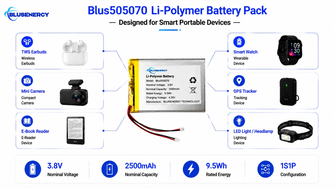 맞춤형 505070 3.8V 2,500mAh 리튬 폴리머 셀 - 응용 분야