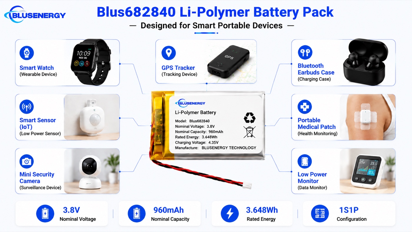 682840 3.8V 960mAh cellule lithium-polymère sur mesure - Applications