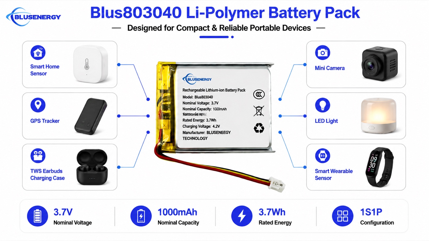 803040 3.7V 1,000mAh celda de polímero de litio personalizada - Aplicaciones