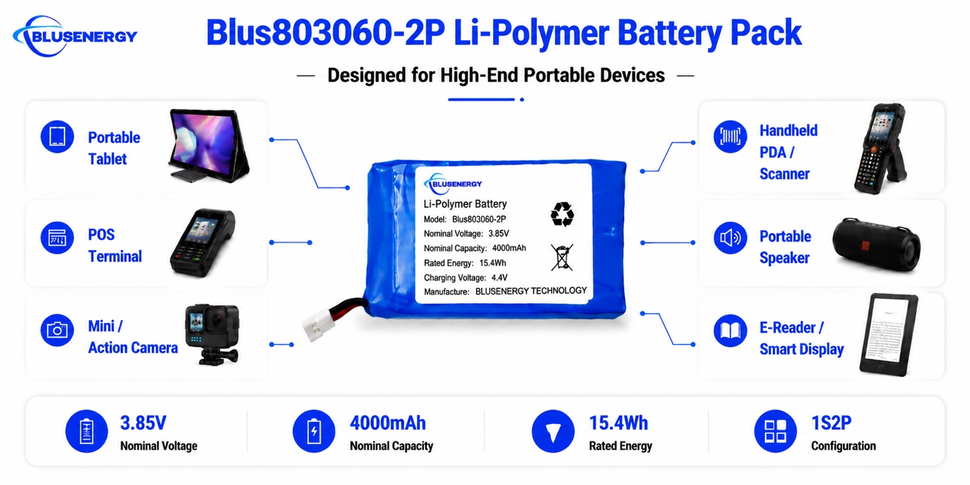 カスタム803060-2P 3.85V 4,000mAh リチウムポリマーバッテリー - 用途