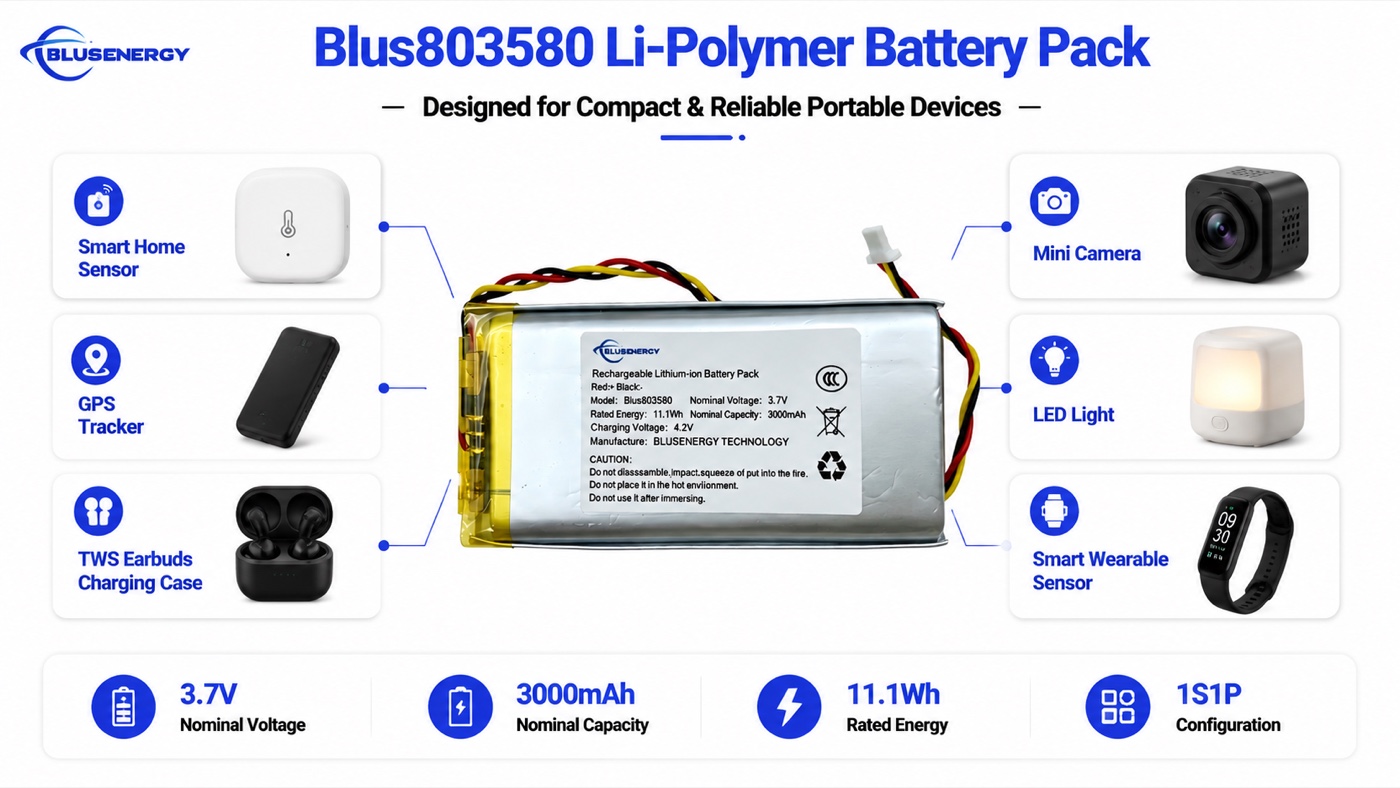 803580 3.7V 3,000mAh cellule lithium-polymère sur mesure - Applications
